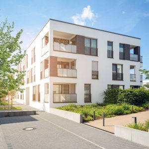 Residential area in the city, modern apartment buildings